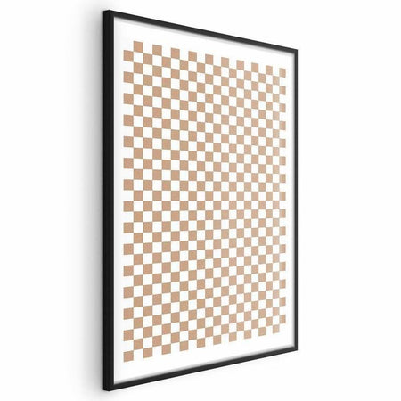 Poster - Geometry and Browns - a chessboard pattern in neutral shades
