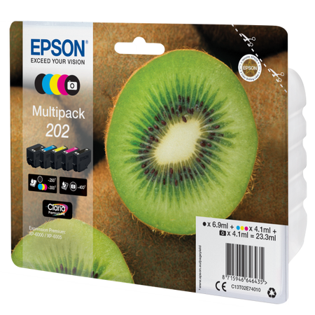 Multipack 202 4.1ml 6.9ml 250pagine 300pagine Nero, Ciano, Nero per foto, Giallo cartuccia d'inchiostro