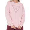 Guess felpa rosa logo triangolo glitter W5BQ11KC8I1G66B