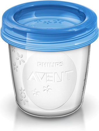 SCF618/10 - Philips Avent Set Vasetti per Conservare il Latte Materno e le Pappe 10 pezzi, 180ml + 2 Adattatori