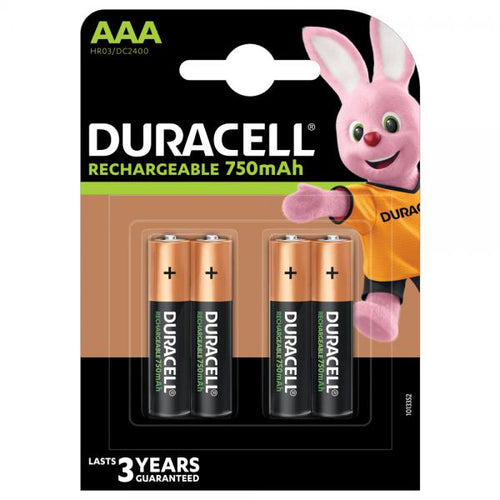 Confezione 4 batterie Ricaricabili MINISTILO DURACELL - Tipo MiniStilo AAA - 750 mah