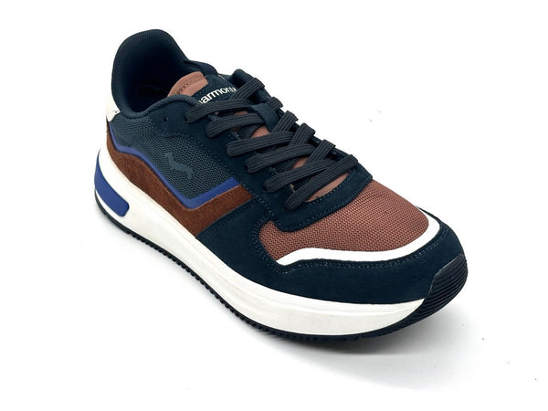 Harmont &amp; Blaine sneakers uomo scamosciate blu e marroni dettagli avio