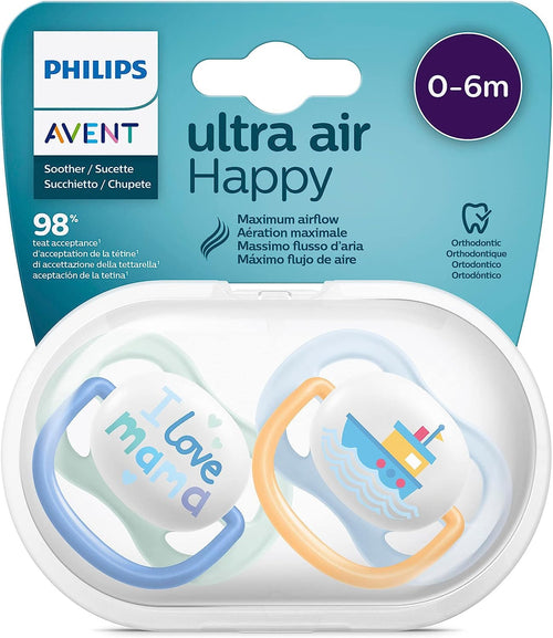 SCF080/01 - Philips Avent Confezione da 2 Succhietti Ultra Air, 0-6 Mesi