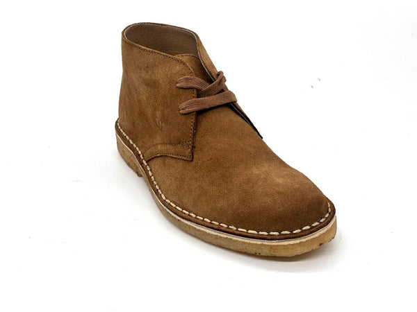 Polacchini donna camoscio marrone cuoio fondo para stile chukka