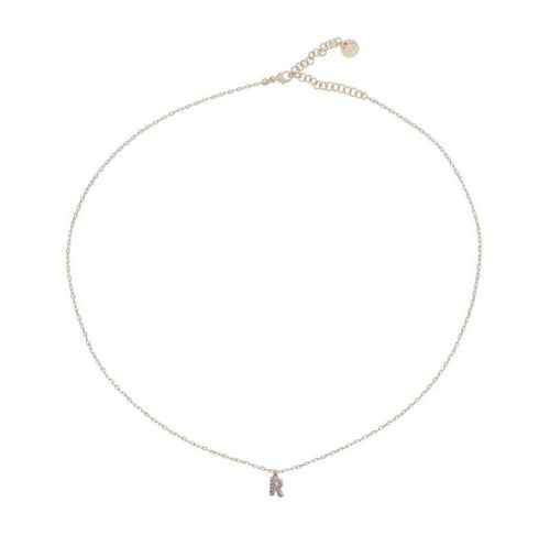 Rue des mille - Girocollo Rue iniziale R in argento dorato e zirconi