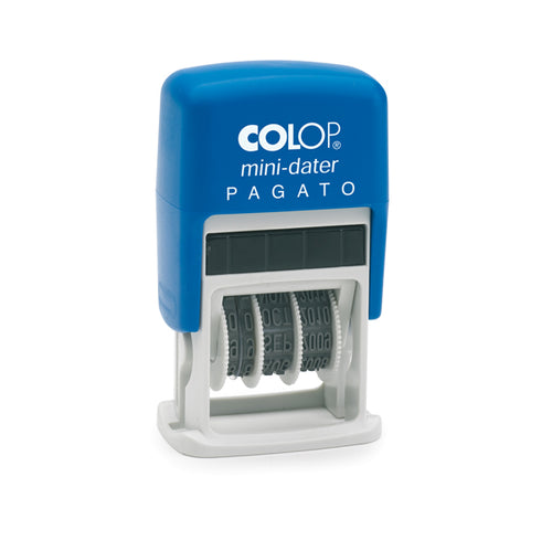 Timbro Mini S160/L1 Datario + Pagato 4Mm Autoinchiostrante Colop