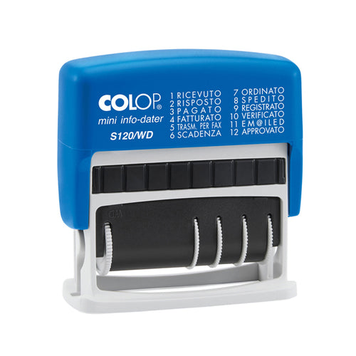 Timbro Mini S120Wd Datario + Polinomio 12Diciture 4Mm Autoinchiostrante Colop