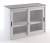 Sopralzo in metallo con top in legno e ante scorrevoli in vetro per ufficio cm. 120x45x87H
