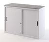 Mobile basso per ufficio con top in nobilitato e ante scorrevoli in metallo cm. 120x45x87H