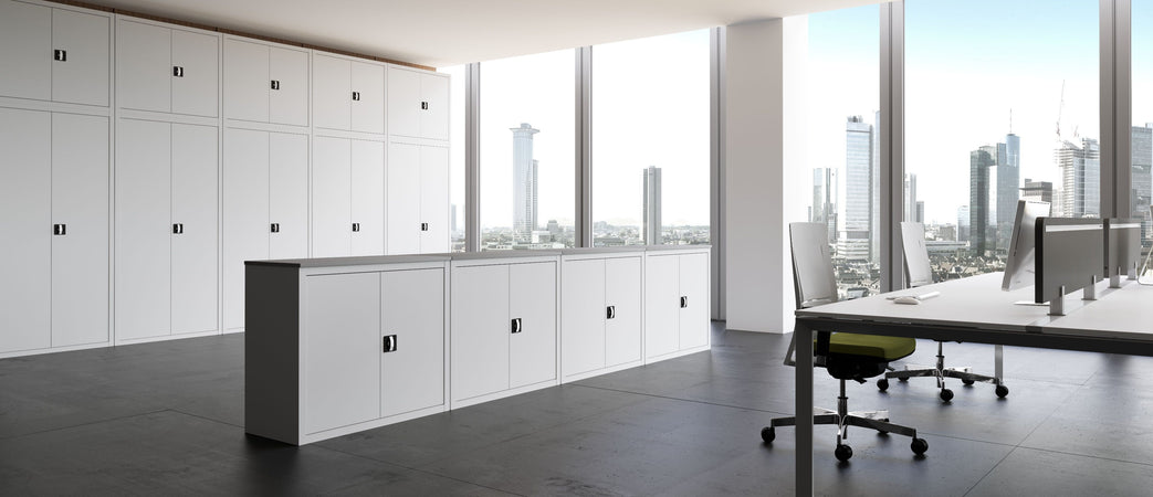 Sopralzo con top in nobilitato e ante scorrevoli per armadio ufficio operativo cm. 150x45x87H