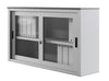 Sopralzo per armadio con top in legno e ante scorrevoli in vetro da ufficio cm. 180x45x87H