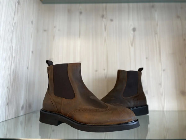 Jackal Milano stivaletti uomo Chelsea in pelle marrone