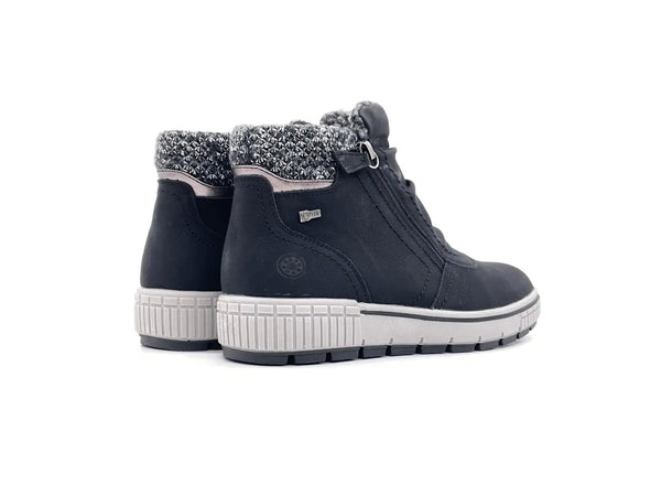 Relife scarponcini donna pelle nera doppia zip imbottiti comfort invernali