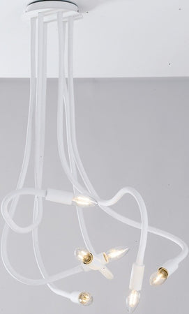 Plafoniera 6 luci Flessibile Metallo Silicone Bianco Soffitto Moderna E14