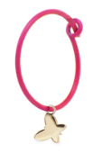 Rue des Mille - MONO ORECCHINO FARFALLA HOOP FUCSIA FLUO ORO18KT
