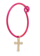Rue des Mille - MONO ORECCHINO CROCE HOOP FUCSIA FLUO ORO18KT