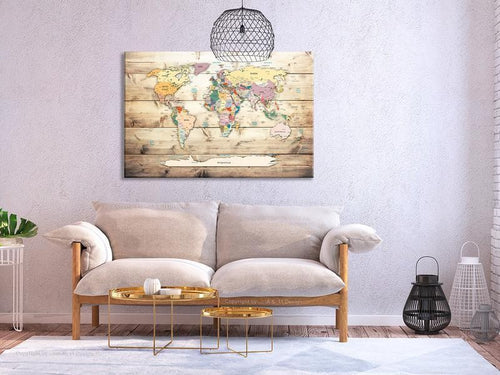 Quadri di sughero World Map: Wooden Oceans [Cork Map]