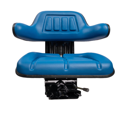 Sedile avvolgente in sky blu con sospensione meccanica