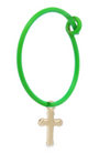 Rue des Mille - MONO ORECCHINO CROCE HOOP VERDE FLUO ORO18KT