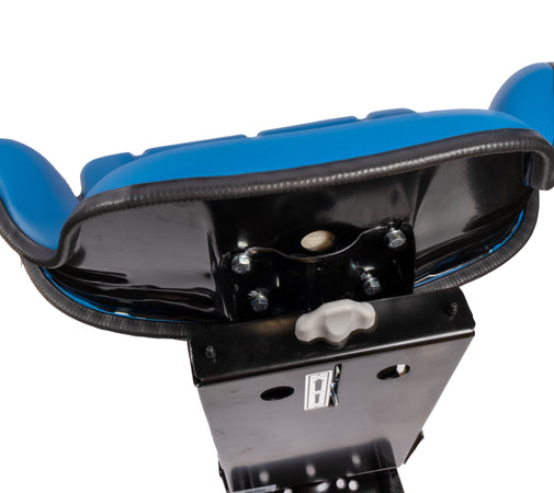 Sedile avvolgente in sky blu con sospensione meccanica
