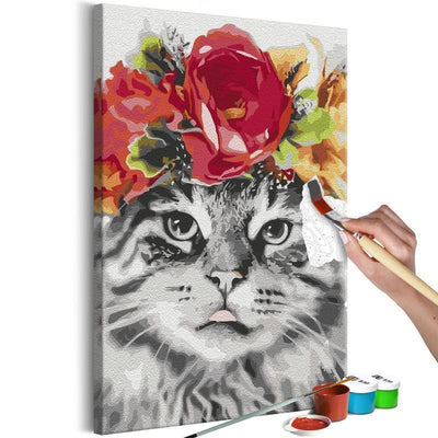 Quadro fai da te Cat With Flowers