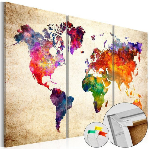 Quadri di sughero Corkboard Map in Watercolor