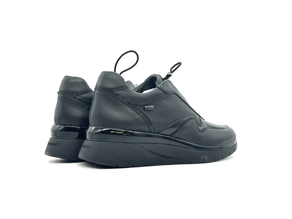 Stonefly sneaker donna pelle nera comfort suola ammortizzata casual
