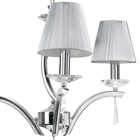 Lampadario Sospeso Metallo Cristalli K9 paralumi Tessuto Classico E14