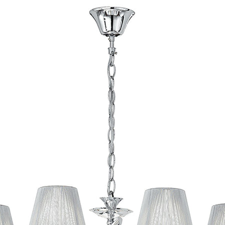 Lampadario Classico paralumi Tessuto Metallo Cristalli K9 E14