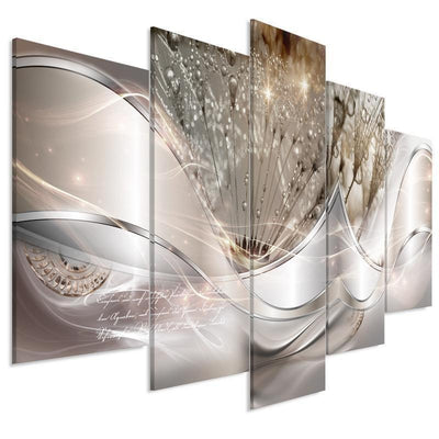 Quadro Modern Dandelions (5 Parts) Beige Wide