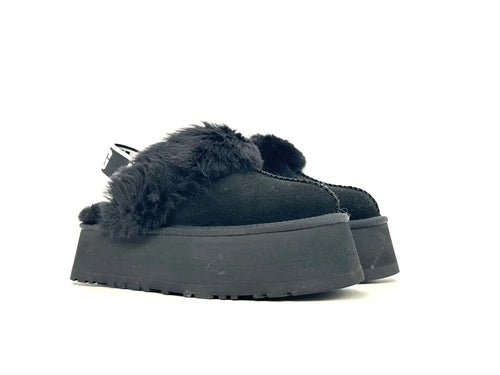 UGG ciabatte donna scamosciate nere foderate lana cinturino logo UGG