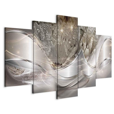 Quadro Sparkling Dandelions (5 Parts) Beige Wide