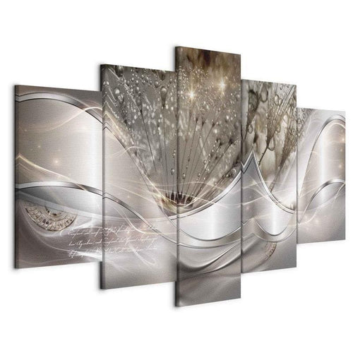 Quadro Sparkling Dandelions (5 Parts) Beige Wide