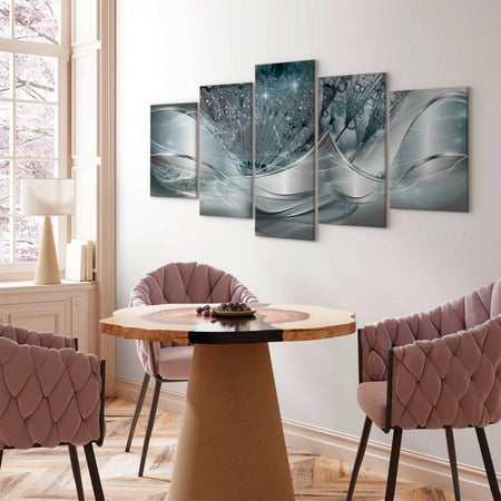 Quadro Sparkling Dandelions (5 Parts) Blue Wide