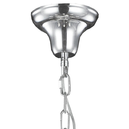 Lampadario Vetro Soffiato Bianco Trasparente Decoro Cromato Classico E14