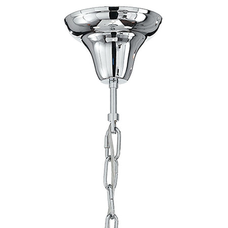 Lampadario Sospeso Decoro Cromato Vetro Soffiato Bianco Trasparente Classico E14