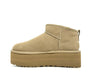 UGG stivaletti donna scamosciati beige platform foderati lana suola spessa