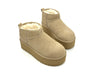 UGG stivaletti donna scamosciati beige platform foderati lana suola spessa