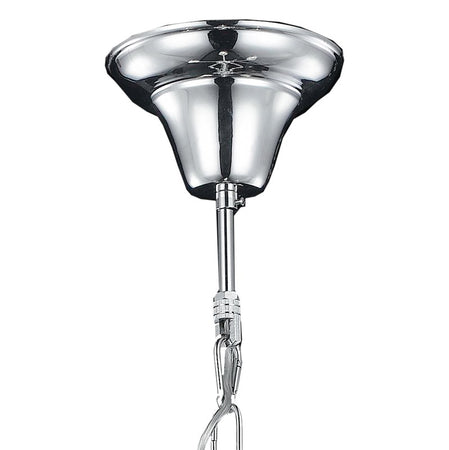 Lampadario a Sospensione Classico Vetro Soffiato Bianco Trasparente Decoro Cromato E14