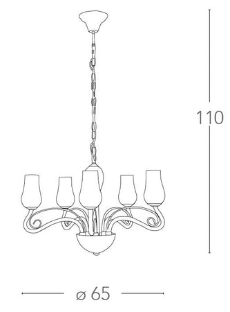 Lampadario a Sospensione Classico Vetro Soffiato Bianco Trasparente Decoro Cromato E14