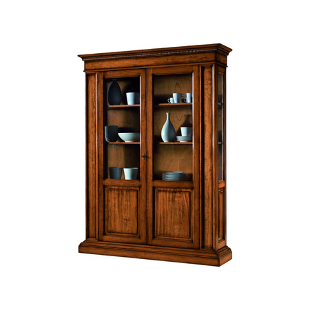 MOBILI 2G - VETRINA ARTE POVERA 2 PORTE IN LEGNO TINTA NOCE L.155 P.48 H.210