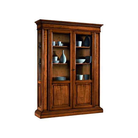 MOBILI 2G - VETRINA ARTE POVERA 2 PORTE IN LEGNO TINTA NOCE L.155 P.48 H.210