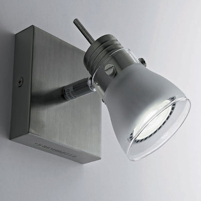 OUTLET Faretto IL-APOLLO GU10 LED 7W 1 luce metallo nichel spazzolato vetro moderno spot