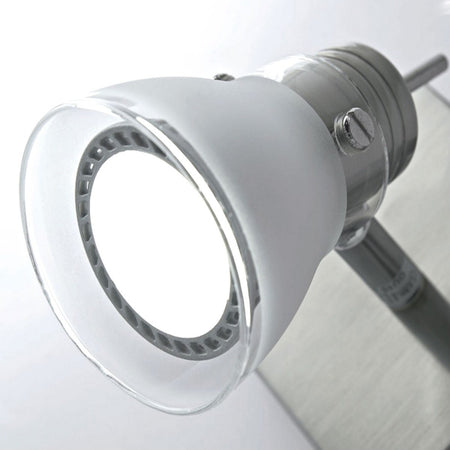OUTLET Binario IL-APOLLO GU10 LED 7W 2 luci metallo nichel spazzolato vetro moderno spot