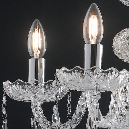 Lampadario a Sospensione Vetro Cristallo Finitura Cromata Interno Classico E14