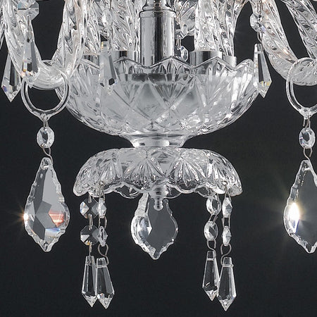 Lampadario a Sospensione Vetro Cristallo Finitura Cromata Interno Classico E14