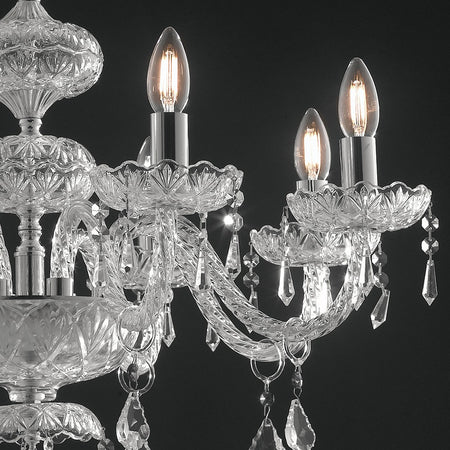 Lampadario Classico Finiture Cromate Vetro Cristallo Interno E14