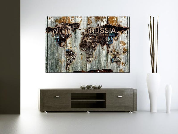 Quadri di sughero Wooden Border [Cork Map]