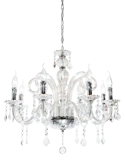 Lampadario a Sospensione Pendagli Cristallo K9 struttura Vetro Classico E14