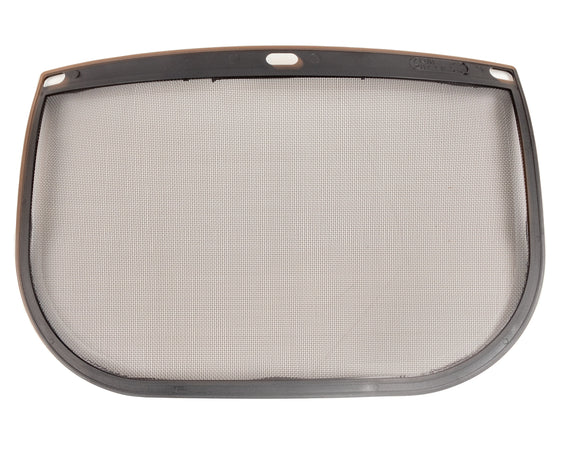 Visiera protettiva gialla con schermo in rete e cuffie